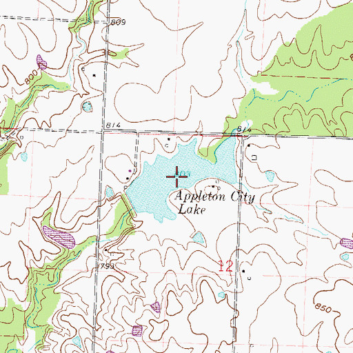 Topographic Map of Appleton City Lake, MO
