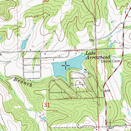 Topographic Map of Lake Arrowhead, MO