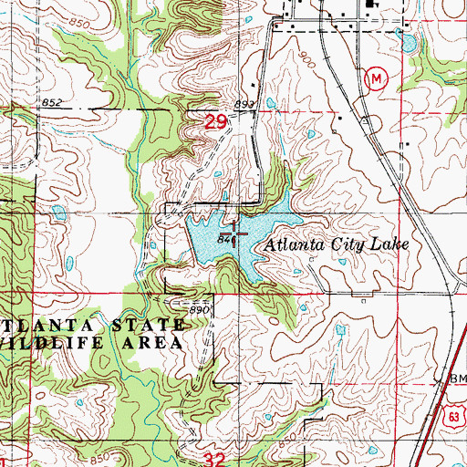 Topographic Map of Atlanta City Lake, MO