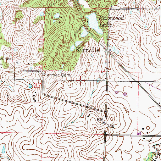 Topographic Map of Basswood Lake, MO