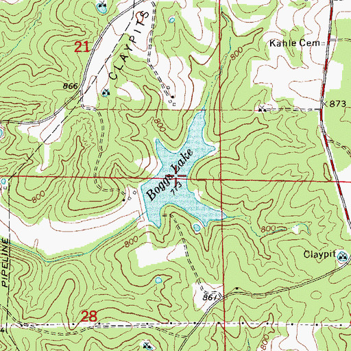 Topographic Map of Boggs Lake, MO