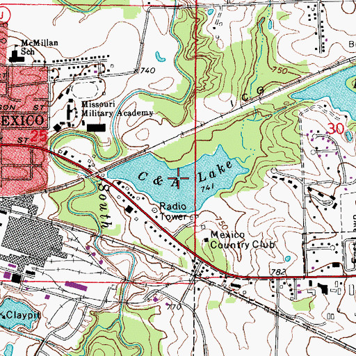 Topographic Map of C and A Lake, MO