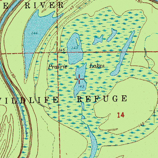 Topographic Map of Prairie Lakes, AR