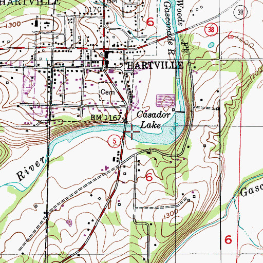 Topographic Map of Casador Lake, MO