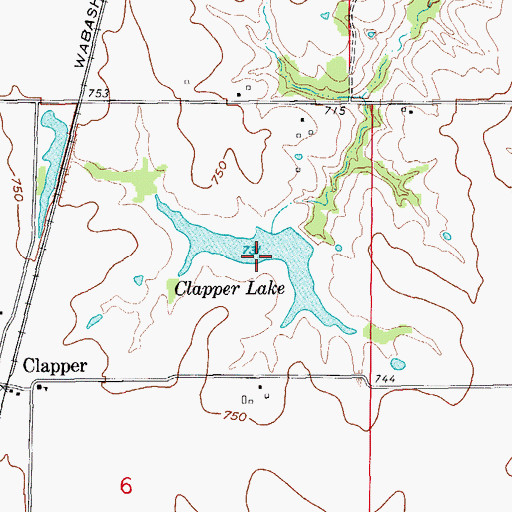 Topographic Map of Clapper Lake, MO