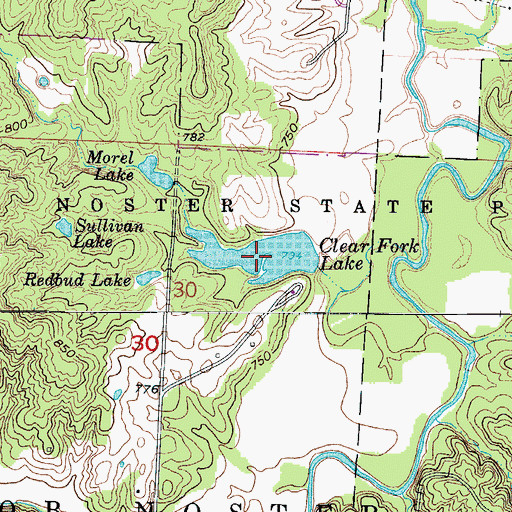 Topographic Map of Clear Fork Lake, MO