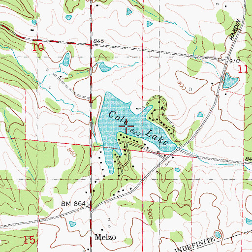 Topographic Map of Cole Lake, MO