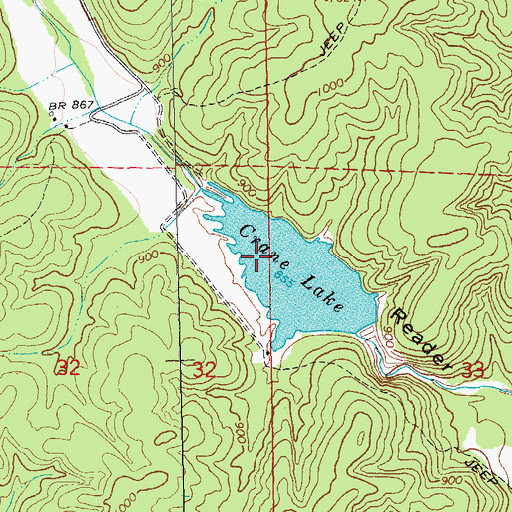 Topographic Map of Crane Lake, MO