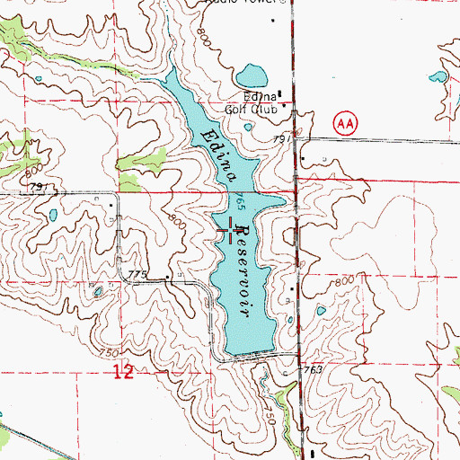 Topographic Map of Edina Reservoir, MO