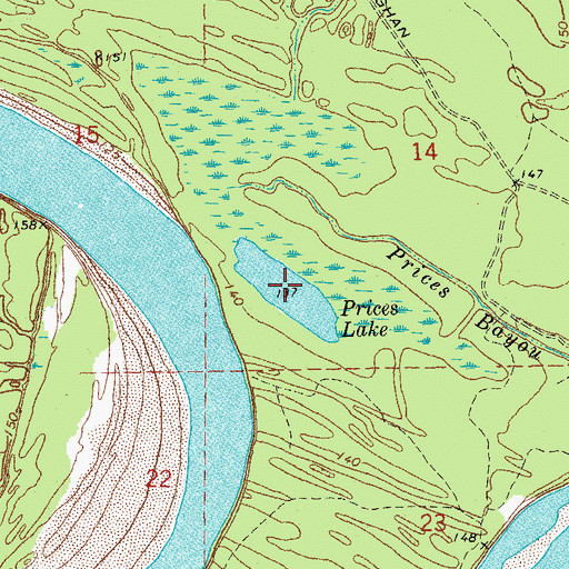 Topographic Map of Prices Lake, AR