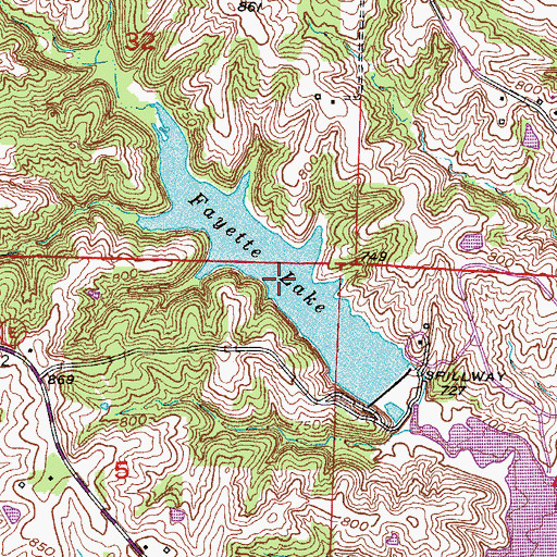 Topographic Map of Fayette Lake, MO