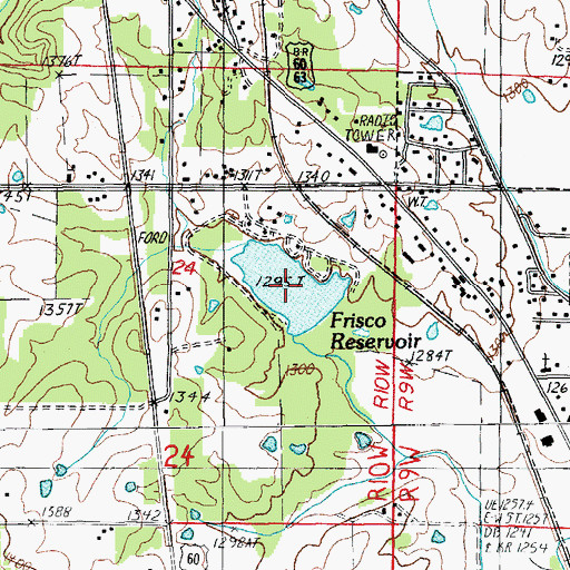 Topographic Map of Frisco Reservoir, MO
