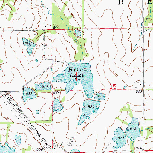 Topographic Map of Heron Lake, MO