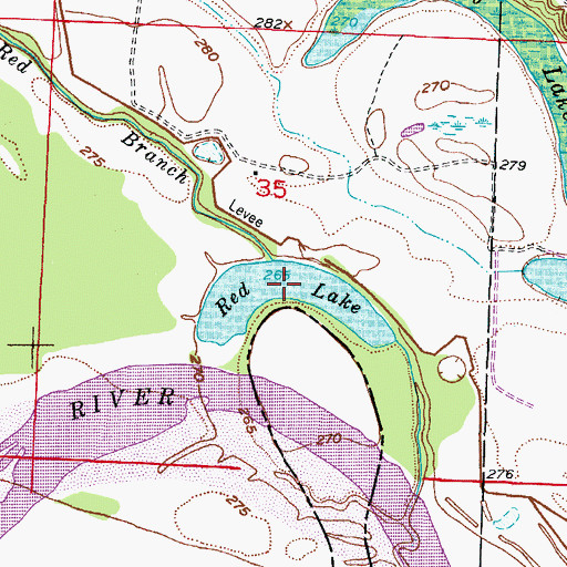 Topographic Map of Red Lake, AR