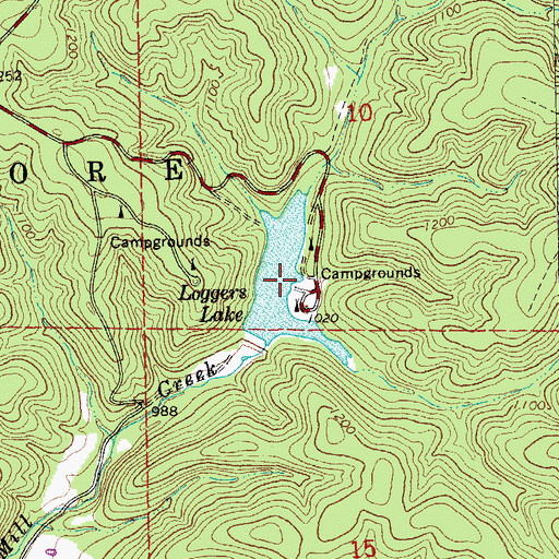 Topographic Map of Loggers Lake, MO