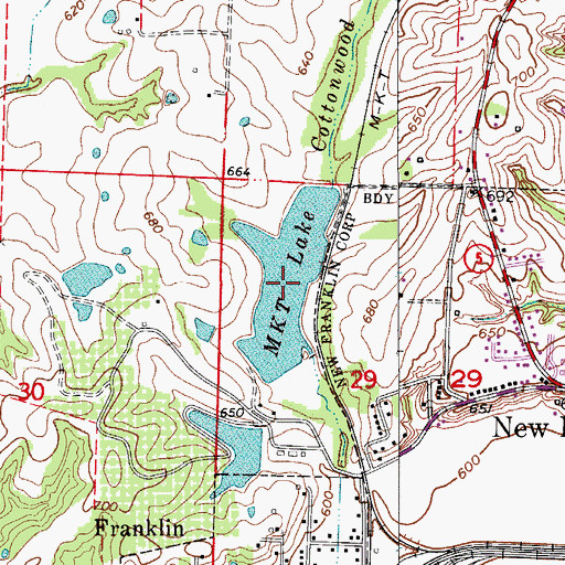 Topographic Map of M K T Lake, MO