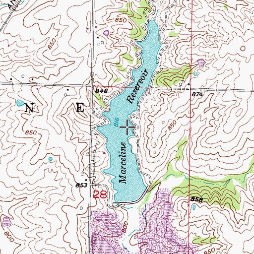 Topographic Map of Marceline Old Reservoir, MO
