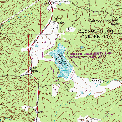 Topographic Map of Miller Lake, MO