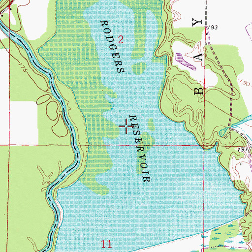 Topographic Map of Rodgers Reservoir, AR