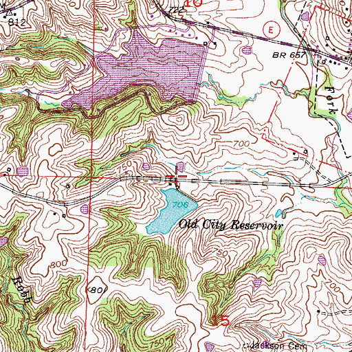 Topographic Map of Old City Reservoir, MO