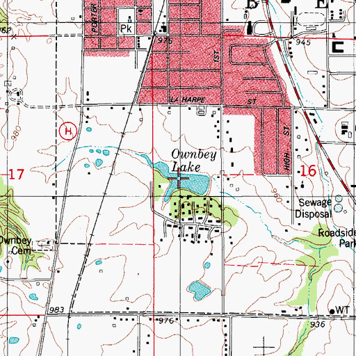 Topographic Map of Ownbey Lake, MO