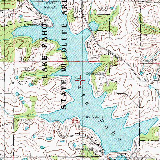 Topographic Map of Lake Paho, MO