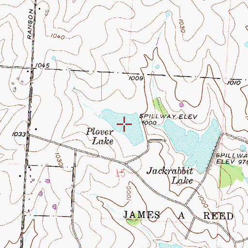Topographic Map of Plover Lake, MO