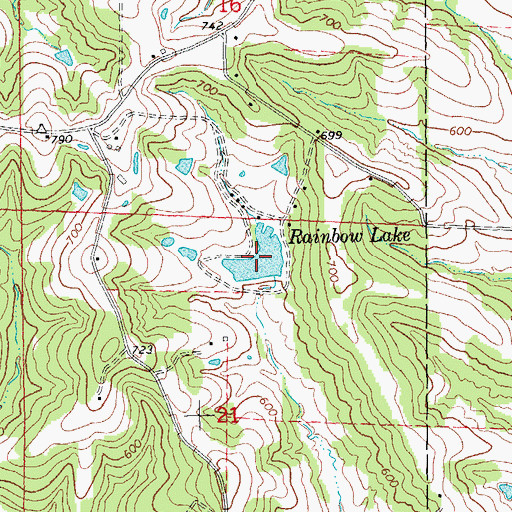 Topographic Map of Rainbow Lake, MO
