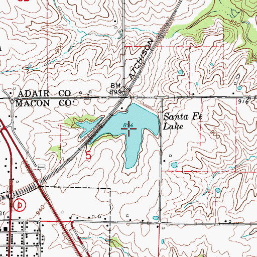 Topographic Map of Santa Fe Lake, MO
