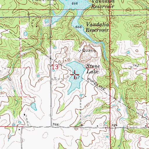 Topographic Map of Stone Lake, MO