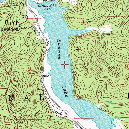 Topographic Map of Sunnen Lake, MO