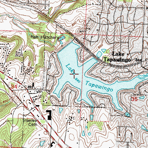 Topographic Map of Lake Tapawingo, MO