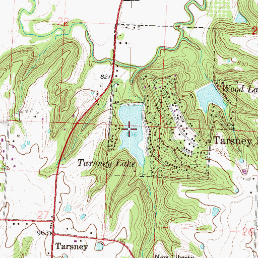 Topographic Map of Tarsney Lake, MO