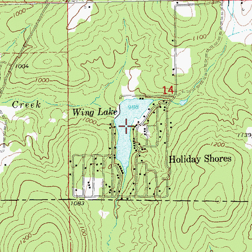Topographic Map of Wing Lake, MO