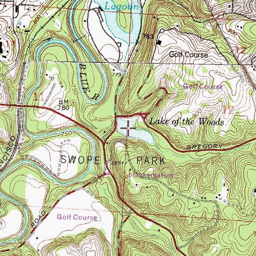 Topographic Map of Lake of the Woods, MO