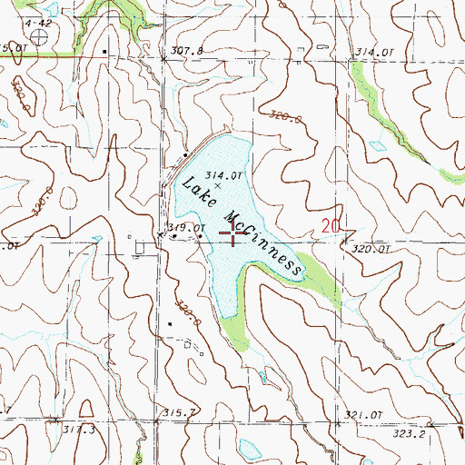 Topographic Map of Lake McGinness, MO