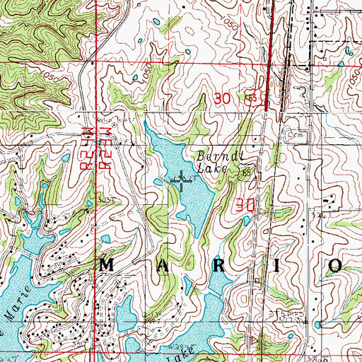 Topographic Map of Berndt Lake, MO