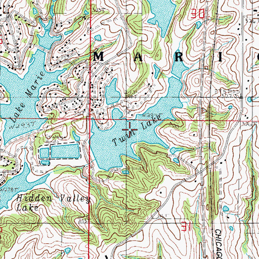 Topographic Map of Twin Lake, MO