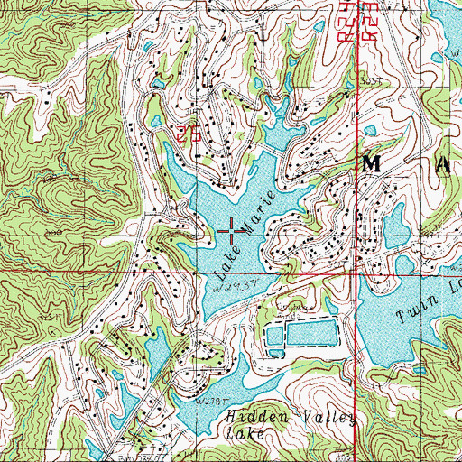 Topographic Map of Lake Marie, MO