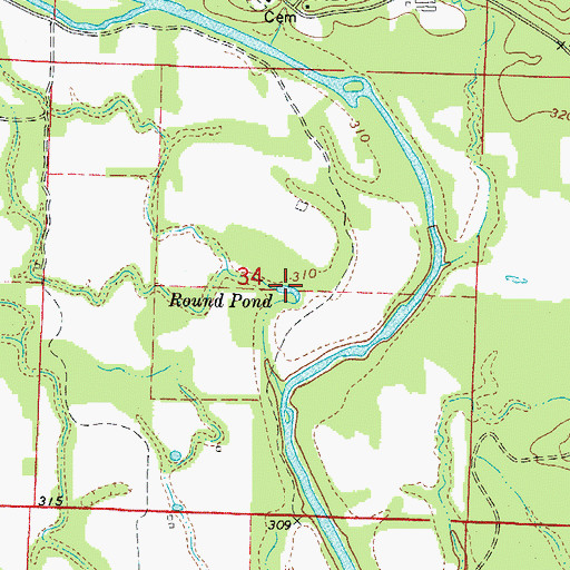 Topographic Map of Round Pond, AR