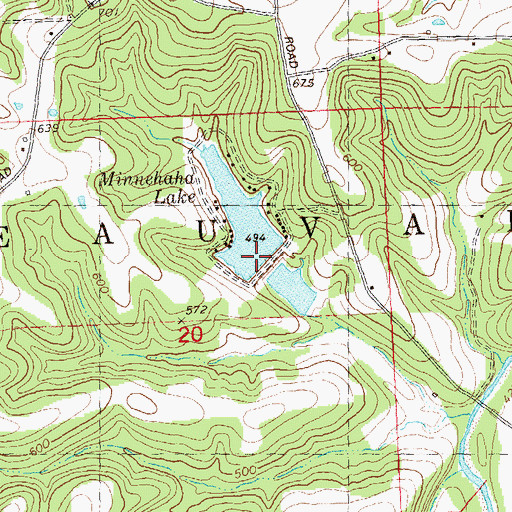 Topographic Map of Minnehaha Lake, MO