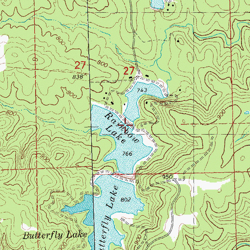 Topographic Map of Rainbow Lake, MO