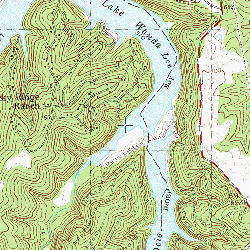 Topographic Map of Lake Wanda Lee, MO