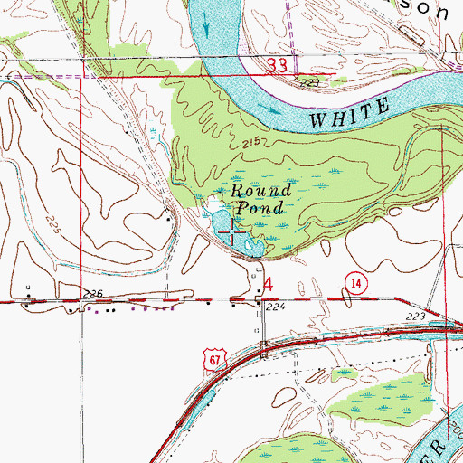 Topographic Map of Round Pond, AR