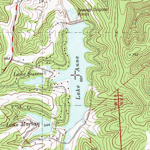 Topographic Map of Lake Anne, MO