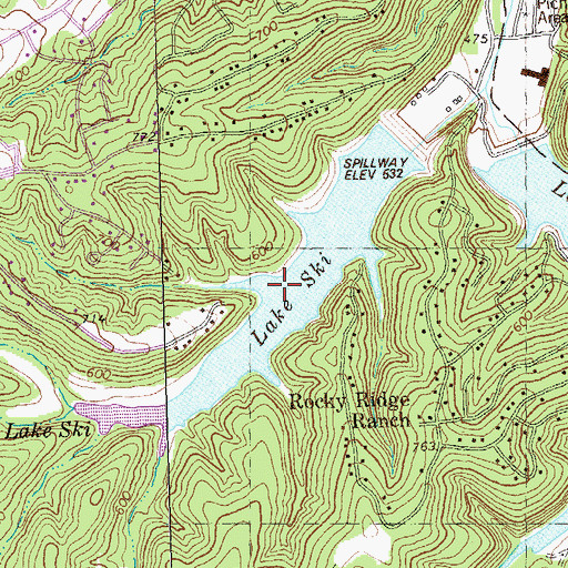Topographic Map of Lake Ski, MO