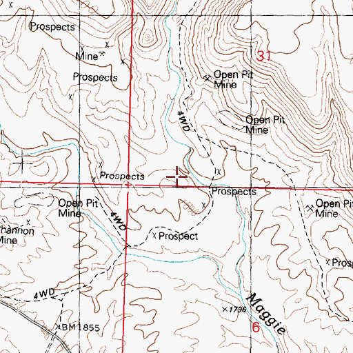 Topographic Map of Maggie Canyon, AZ