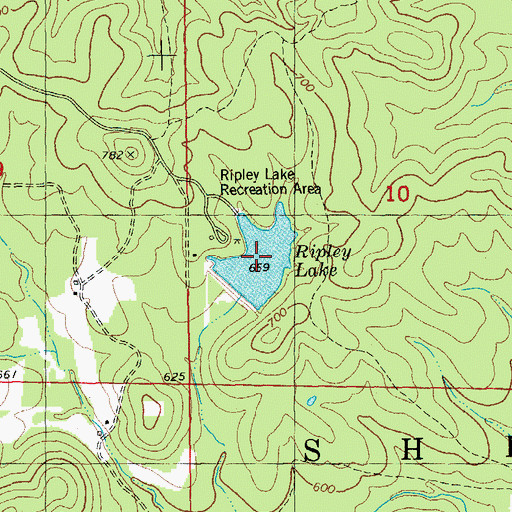 Topographic Map of Ripley Lake, MO