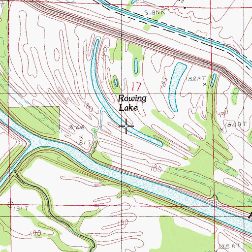 Topographic Map of Rowing Lake, AR