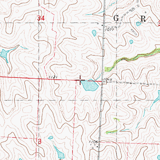 Topographic Map of Hoover Frankum Watershed Number, MO